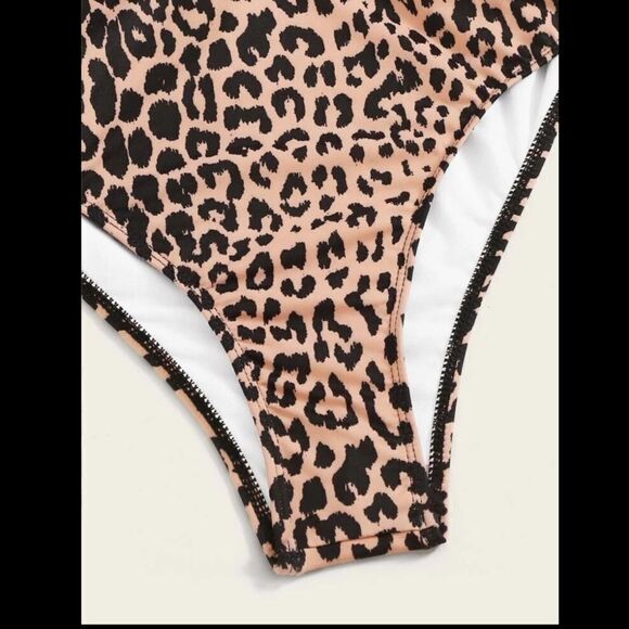 Leopard Criss Cross One Piece Swimsuit - Picture 2 of 8